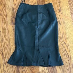 Women's Black Faux Leather Mermaid Hem Skirt